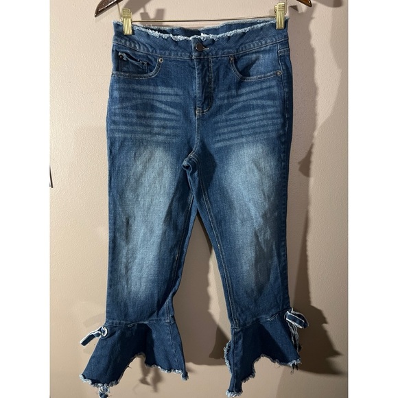 The republic Stylish Blue Denim Jeans with Flared Hem - Picture 1 of 3